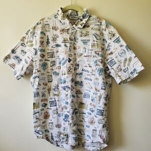 Vans Retro Logo Print Button Front Shirt XL Short Sleeve Collar Surf Skate Life